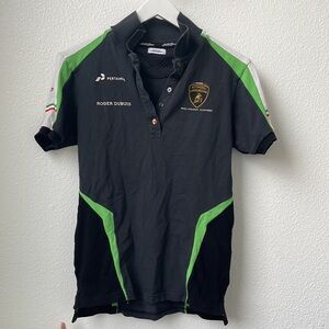 AUTOMOBILI LAMBORGHINI SQUADRA CORSE WOMEN'S BLACK POLO SIZE MEDIUM ROGER DUBUIS
